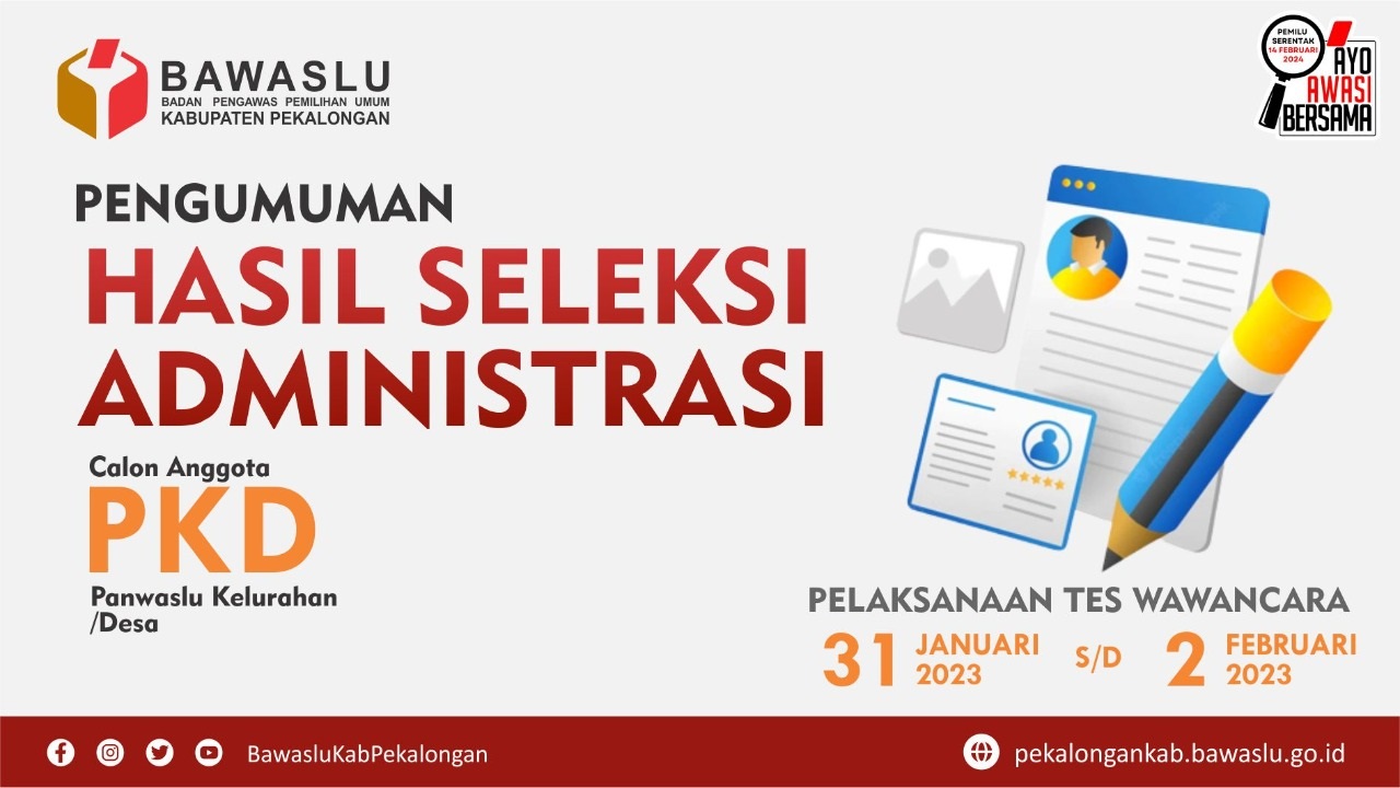 HASIL SELEKSI ADMINISTRASI CALON PANWASLU KELURAHAN/DESA