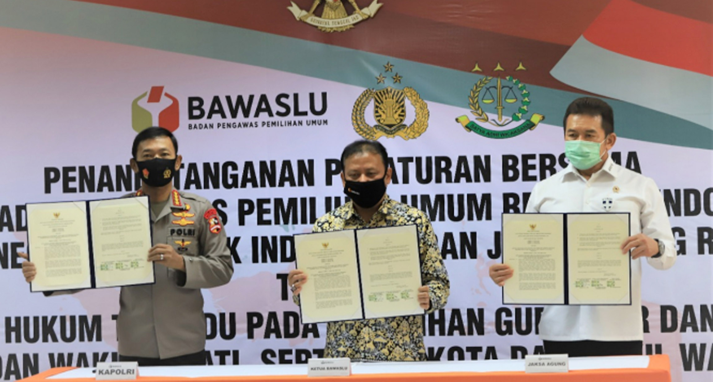 Bawaslu, Polri, Kejagung Tandatangani Peraturan Bersama Sentra Gakkumdu Pilkada 2020