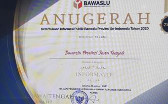 Bawaslu Jateng Raih Predikat Informatif dari Bawaslu RI