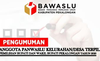 PENGUMUMAN ANGGOTA PANWASLU KELURAHAN/DESA TERPILIH (PILKADA 2020)